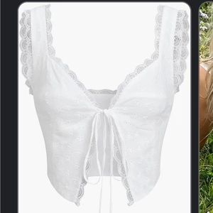 Commense White tie in the front top